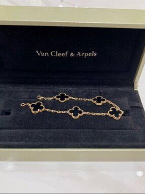 Van Cleef & Arpels Black and Gold Clover Bracelet